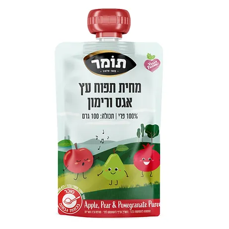 סקוויז מחית תפוח, אגס ורימון 100% פרי